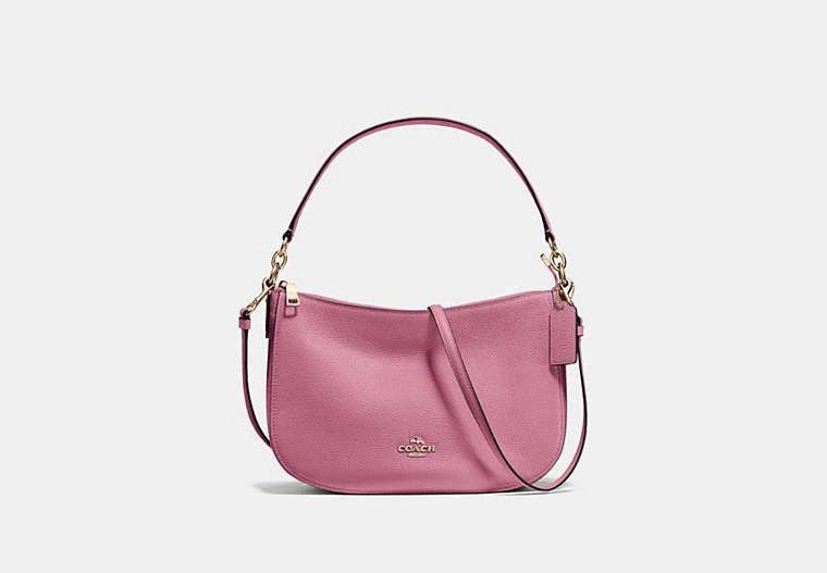 COACH®,CHELSEA CROSSBODY,Leather,Medium,Light Gold/Rose,Front View