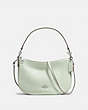 COACH®,CHELSEA CROSSBODY,Leather,Medium,Silver/PALE GREEN,Front View