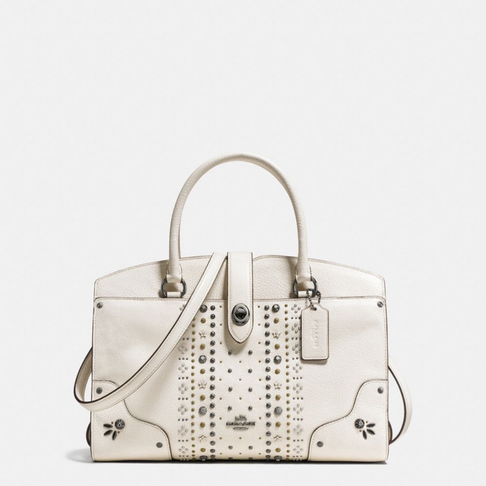 COACH COACH Mercer Satchel 30 In Polished Pebble Leather With Bandana Rivets