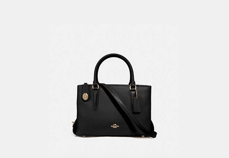 COACH®,BROOKLYN CARRYALL 28,Leather,Medium,Light Gold/Black,Front View