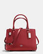 COACH®,BROOKLYN CARRYALL 28,Leather,Medium,Silver/Red Currant,Front View