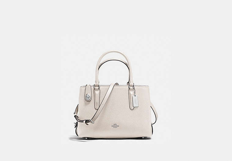 COACH®,BROOKLYN CARRYALL 28,Leather,Medium,Silver/Chalk,Front View
