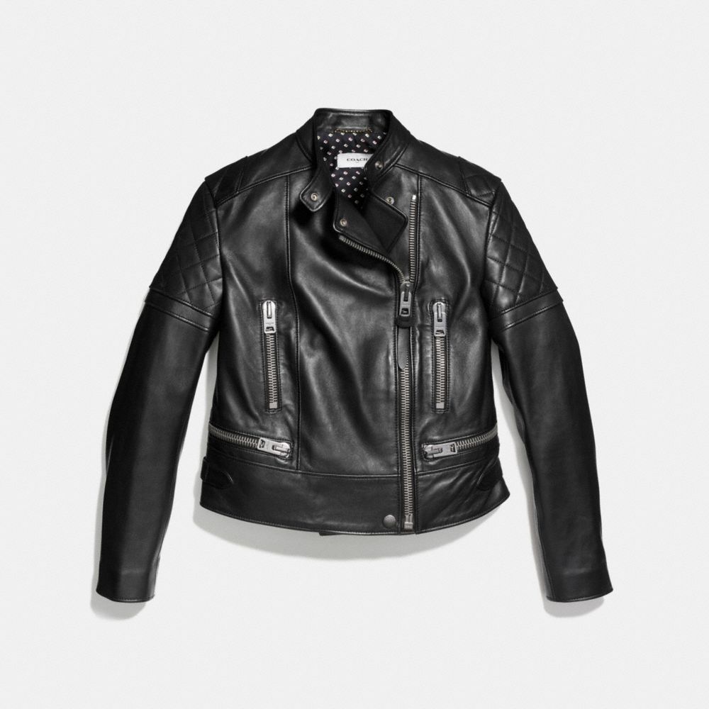 COACH®,ICON LEATHER BIKER JACKET,Leather,Black,Scale View