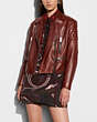 COACH®,ICON LEATHER BIKER JACKET,Leather,HENNA,Front View