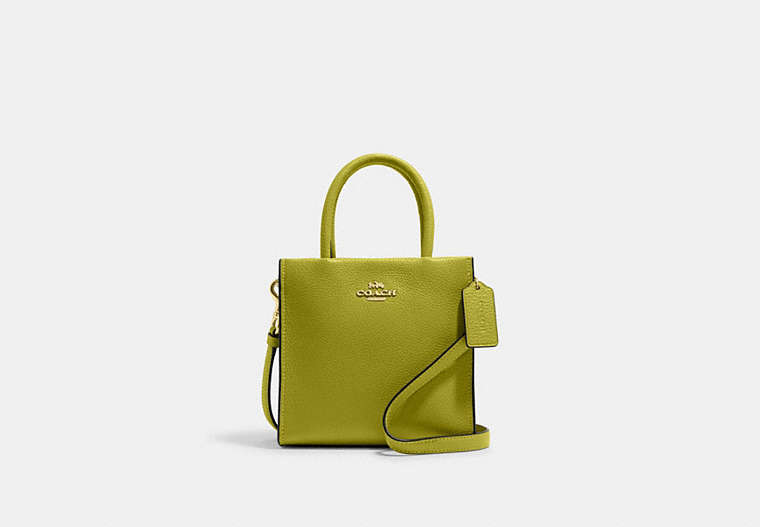 COACH®,MINI CALLY CROSSBODY,Pebbled Leather,Medium,Im/Chartreuse,Front View