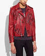 COACH®,PAINTED WILD MOTO JACKET,Leather,CARDINAL,Front View
