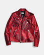 COACH®,PAINTED WILD MOTO JACKET,Leather,CARDINAL,Scale View