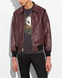 COACH®,ZIP FRONT BOMBER JACKET,Other,Maroon,Front View