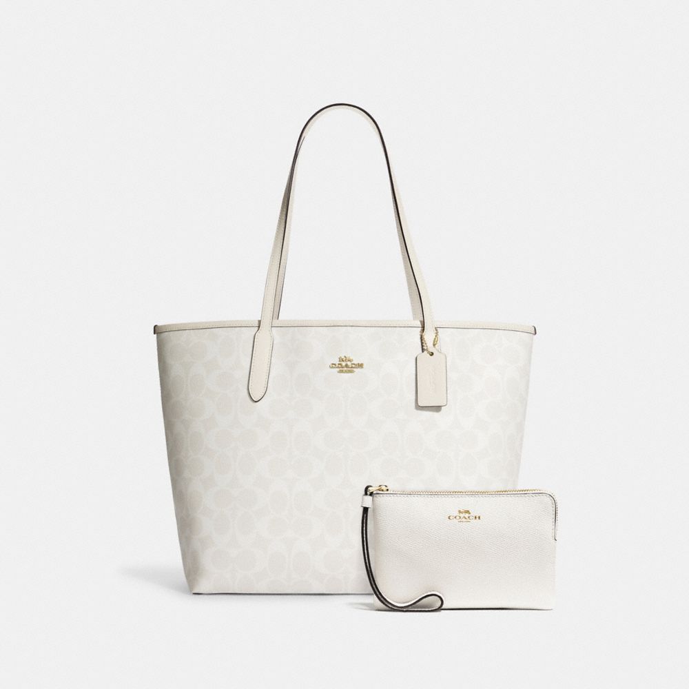 Coach Outlet City Tote in Signature Canvas - White