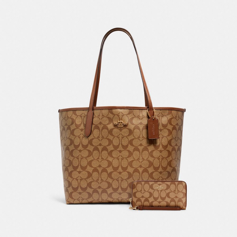 Coach sig city zip tote online