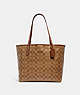COACH®,CITY TOTE IN SIGNATURE CANVAS,pvc,X-Large,Everyday,Gold/Khaki Saddle 2,Front View