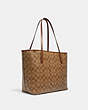 COACH®,CITY TOTE IN SIGNATURE CANVAS,pvc,X-Large,Everyday,Gold/Khaki Saddle 2,Angle View