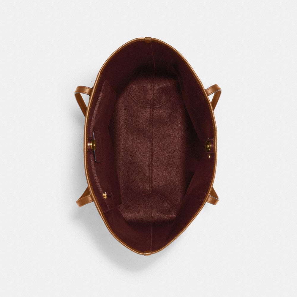 COACH®,SAC FOURRE-TOUT VILLE EN TOILE SIGNATURE,Toile exclusive,Or/Kaki pâle/Selle pâle,Inside View,Top View