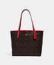 COACH®,CITY TOTE IN SIGNATURE CANVAS,pvc,X-Large,Everyday,Gold/Brown 1941 Red,Front View