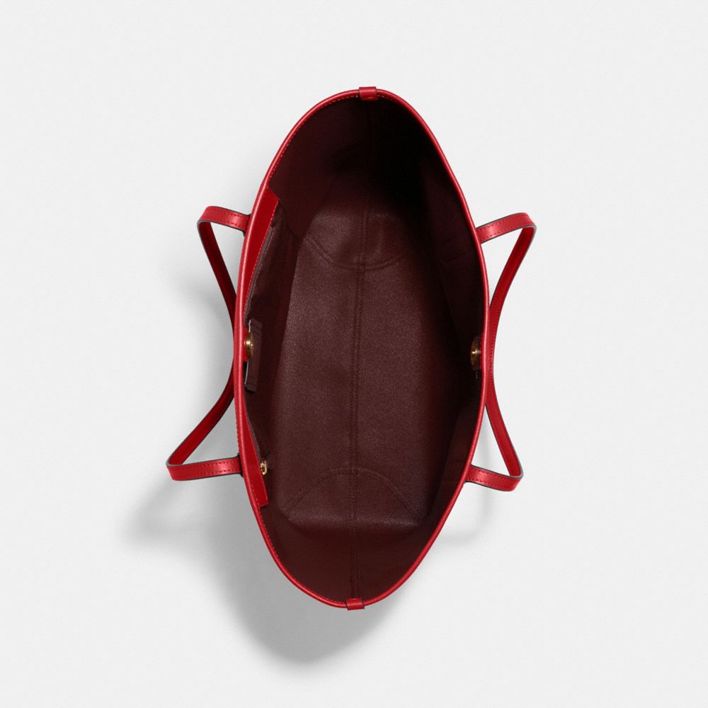 COACH®,City Tote Bag In Signature Canvas,Leather,Canvas,Tote,PVC,Logo,Gold Metal,Work,Multi Color,Inside View,Top View