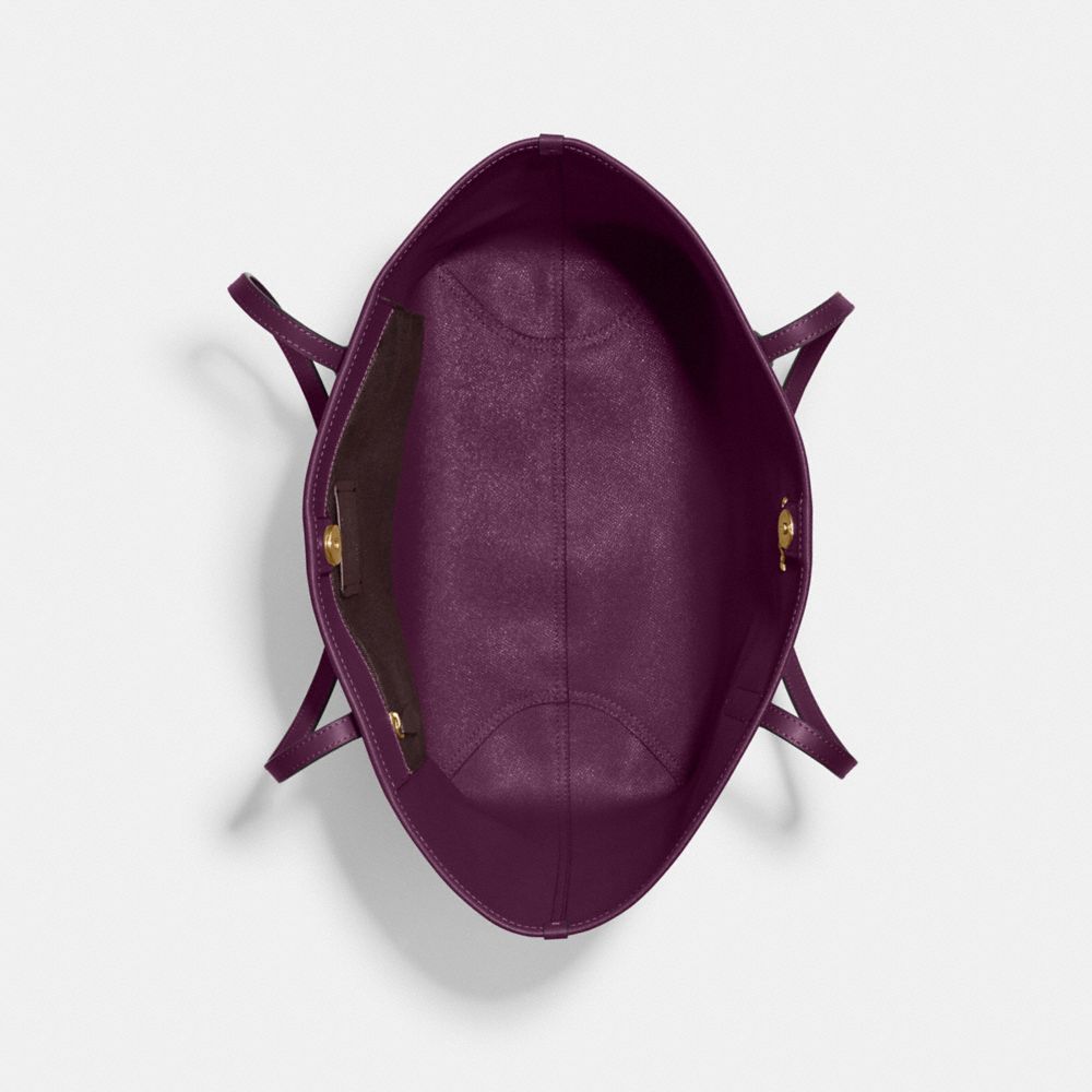 COACH®,City Tote Bag In Signature Canvas,Canvas,Leather,Tote,PVC,Logo,Gold Metal,Work,Multi Color,Inside View,Top View