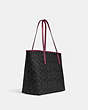COACH®,CITY TOTE BAG IN SIGNATURE CANVAS,pvc,X-Large,Everyday,Im/Graphite/Black Cherry,Angle View