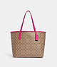 COACH®,CITY TOTE IN SIGNATURE CANVAS,pvc,X-Large,Everyday,Im/Khaki/Cerise,Front View