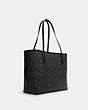 COACH®,CITY TOTE IN SIGNATURE CANVAS,pvc,X-Large,Everyday,Silver/Graphite/Black,Angle View