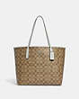 COACH®,CITY TOTE BAG IN SIGNATURE CANVAS,pvc,X-Large,Everyday,Silver/Khaki/Light Sage,Front View