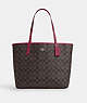COACH®,CITY TOTE IN SIGNATURE CANVAS,pvc,X-Large,Everyday,Silver/Brown/Bright Violet,Front View