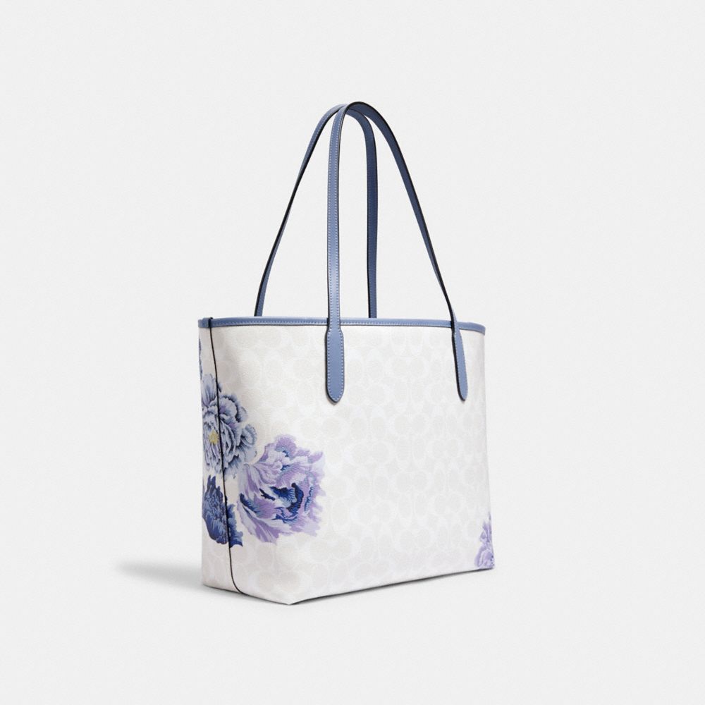 Coach Outlet City Tote In Signature Canvas With Hula Print In