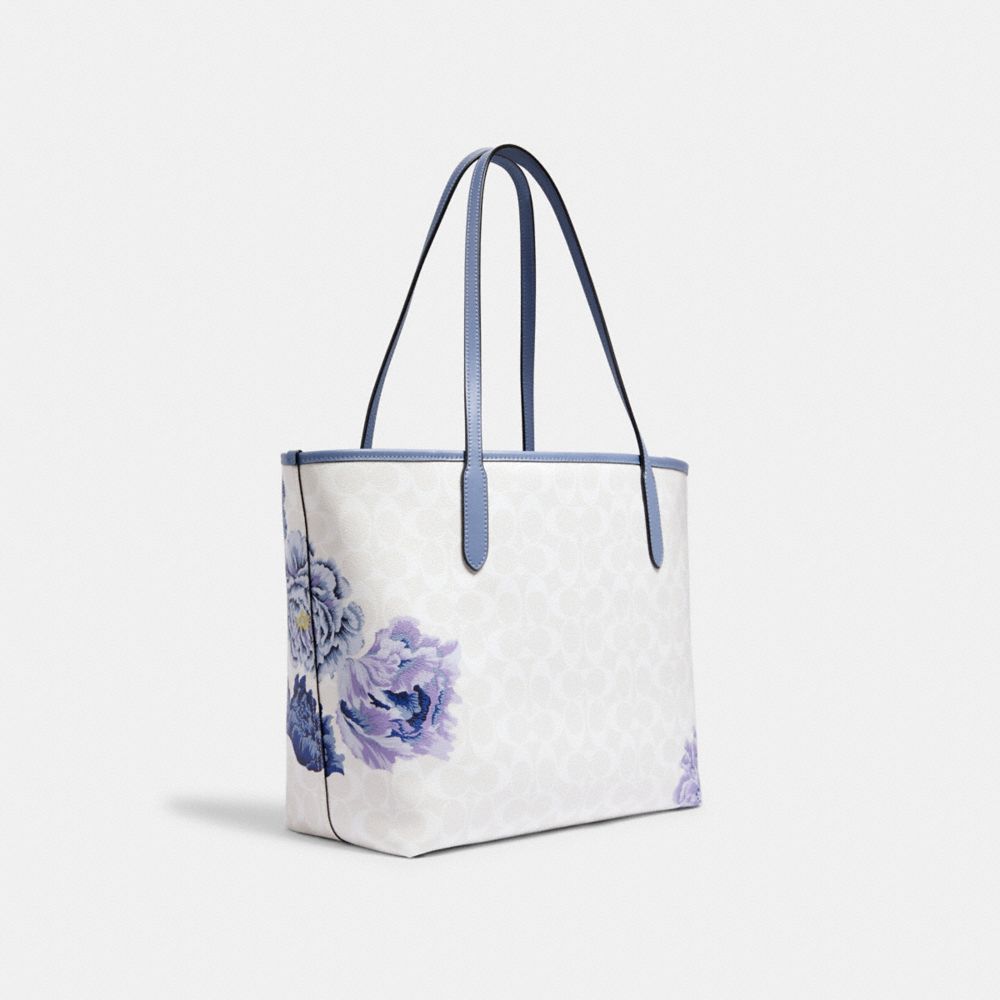 COACH®  City Tote With Graphic Plaid Print