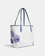 COACH®,CITY TOTE IN SIGNATURE CANVAS WITH KAFFE FASSETT PRINT,pvc,X-Large,Silver/Chalk Multi/Periwinkles,Angle View