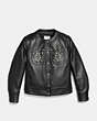 COACH®,STUDDED LEATHER JACKET,Leather,Black,Scale View