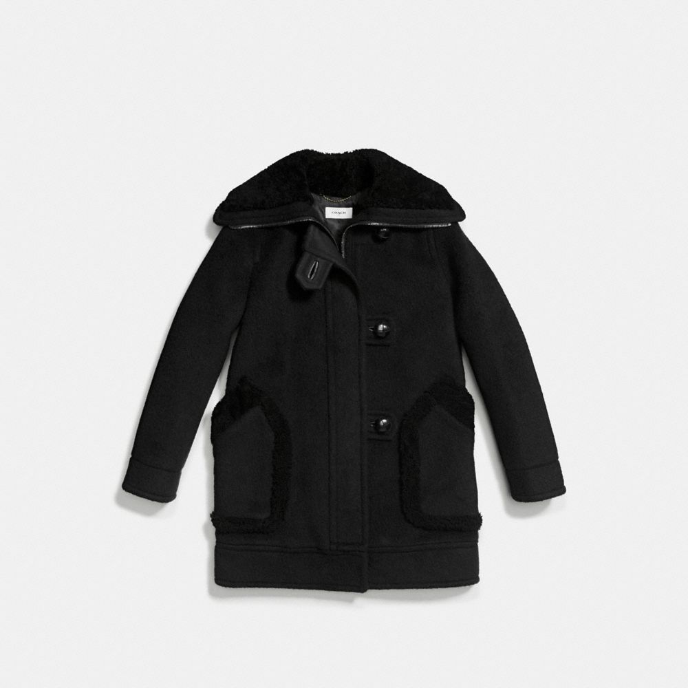 COACH®,CLASSIC DUFFLE COAT,wool,Black,Scale View