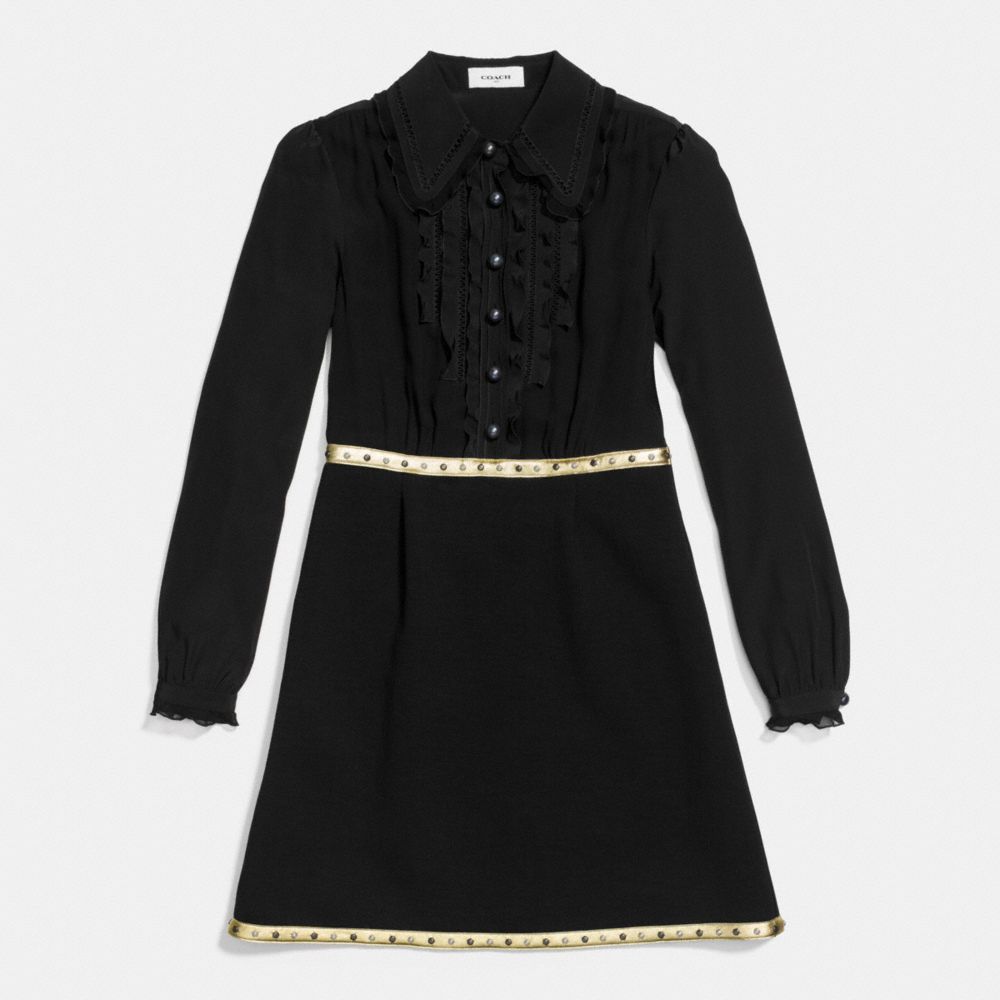 COACH®,DRESS WITH RUFFLES,Mixed Material,Black,Scale View