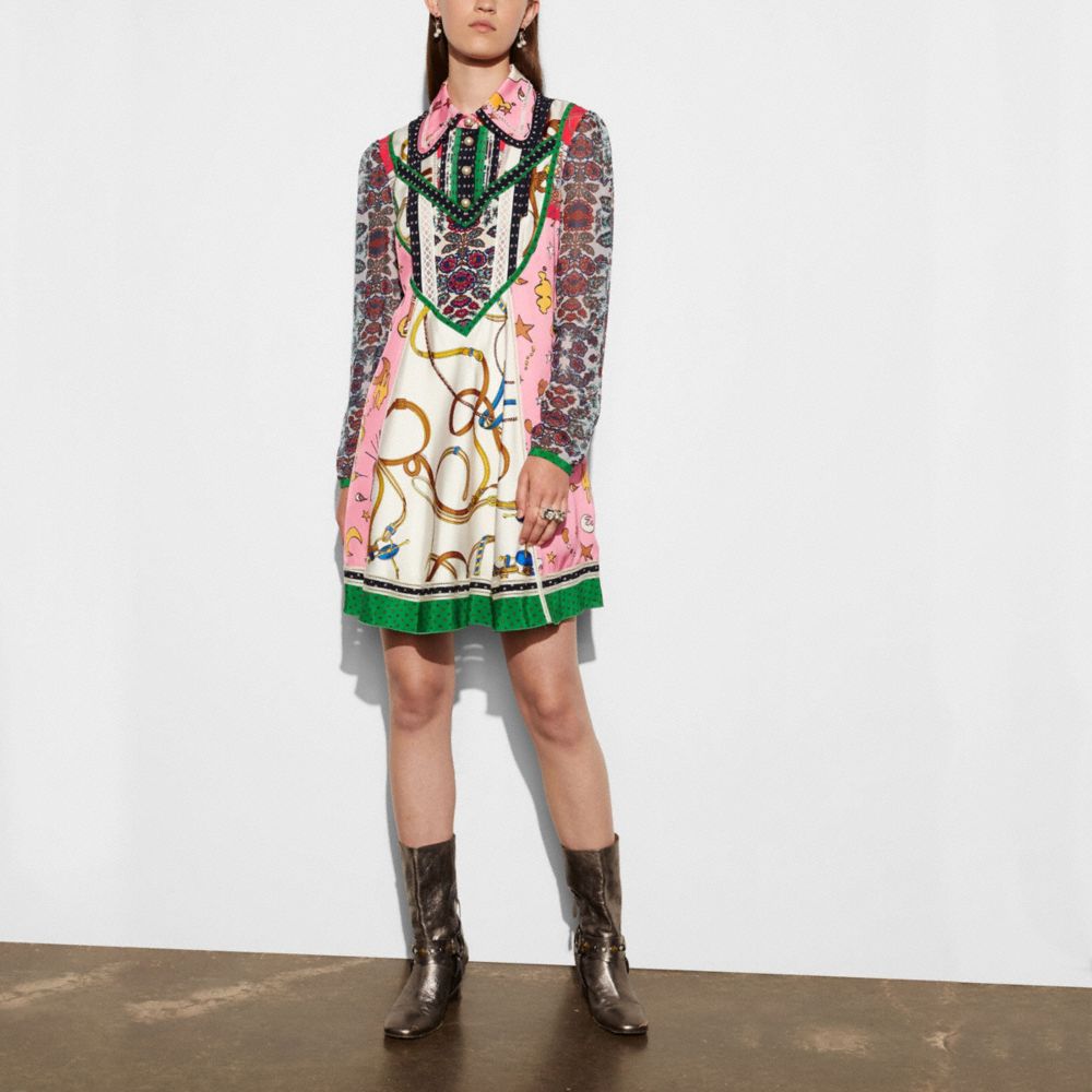 Long Sleeve Victorian Print Dress