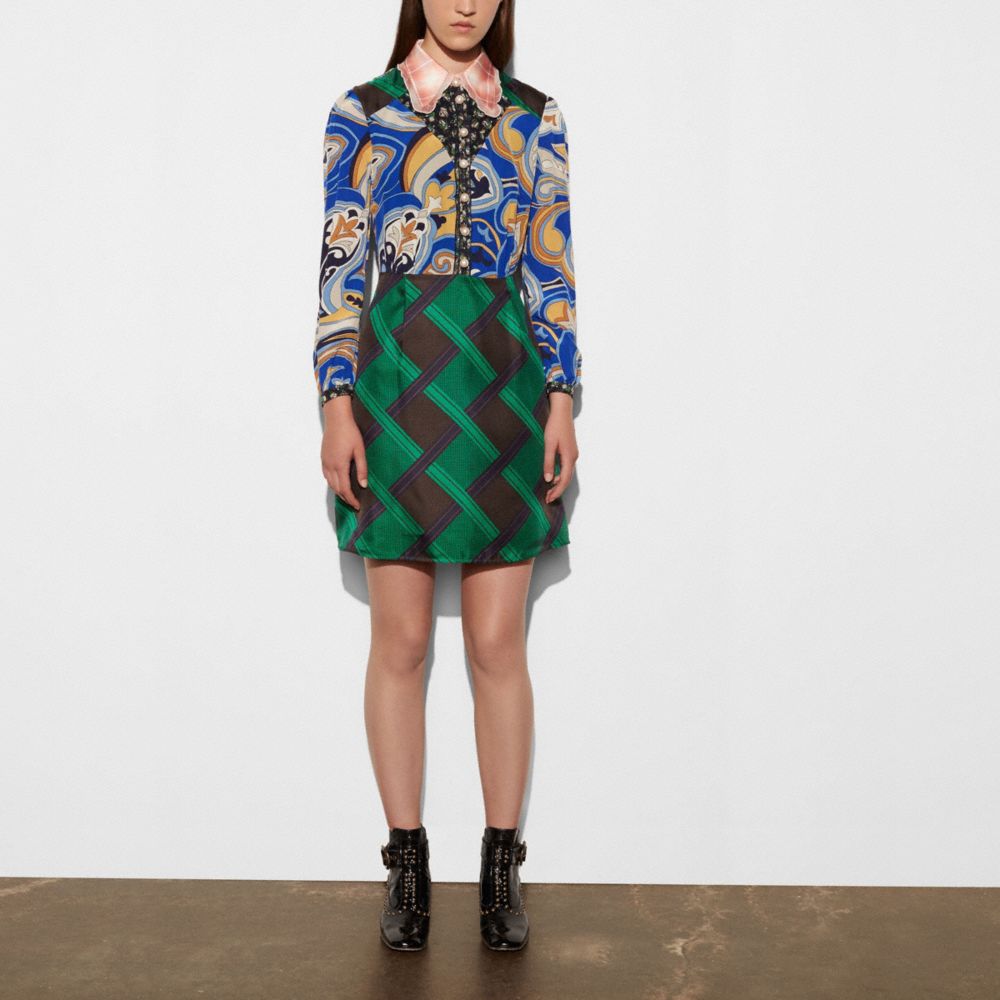 Mini Fitted Scarf Dress With Placement