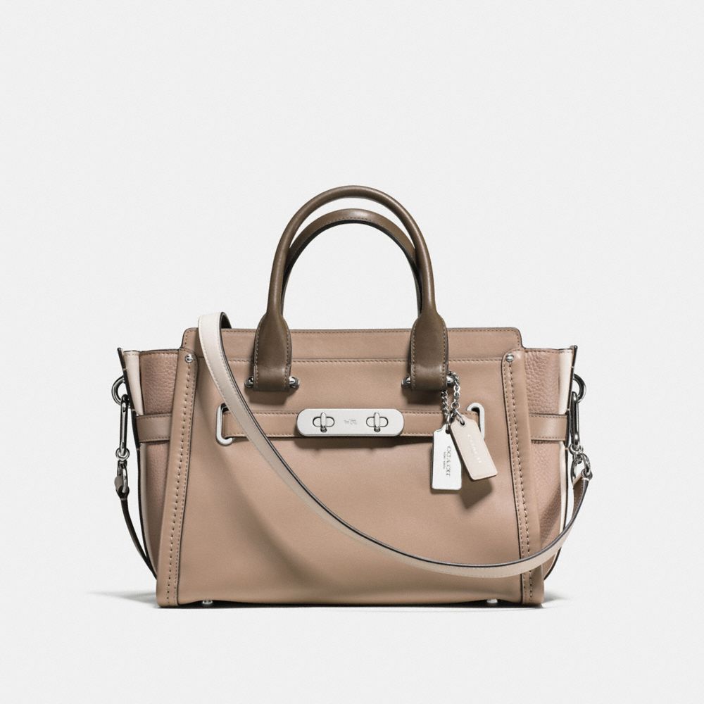 COACH®,COACH SWAGGER 27 IN COLORBLOCK,Leather,Large,Silver/Stone Multi,Front View
