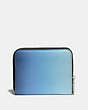 COACH®,SMALL ZIP AROUND WALLET WITH OMBRE,Leather,Silver/Blue Multi,Back View