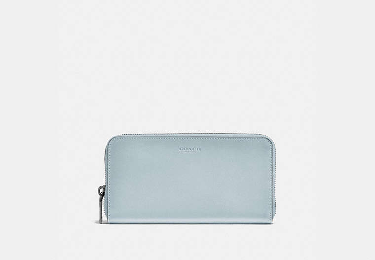 COACH®,ACCORDION WALLET,Leather,Mini,PALE BLUE,Front View