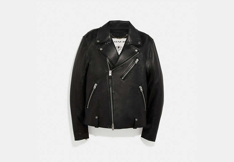 COACH®,LEATHER MOTO JACKET,Smooth Leather,Black,Front View