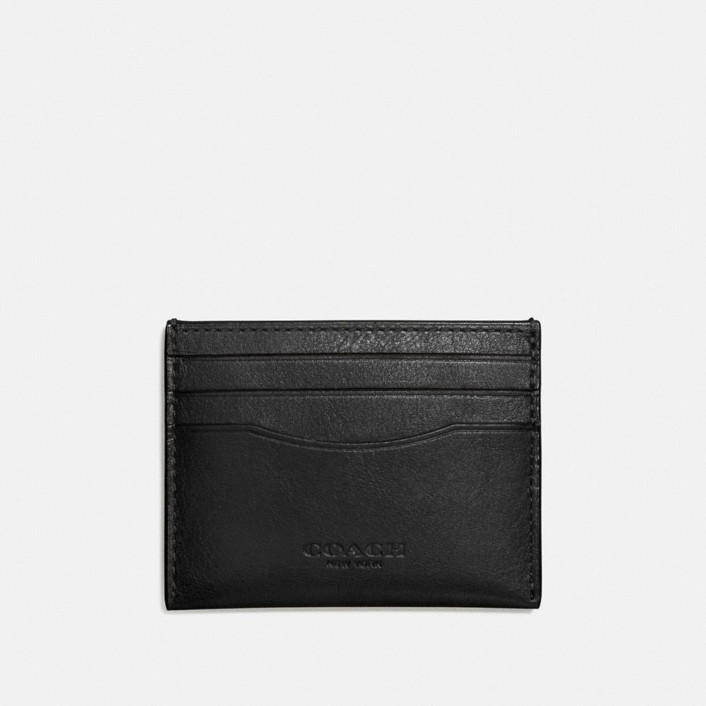 COACH®,CARD CASE,Smooth Leather,Black,Front View