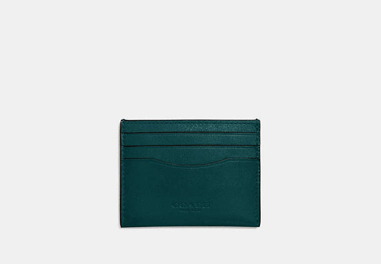 COACH®,CARD CASE,Smooth Leather,Forest,Front View