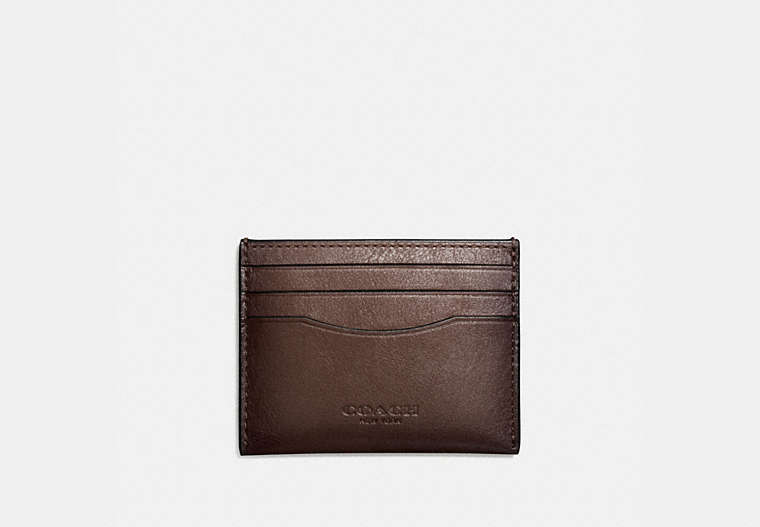 COACH®,CARD CASE,Smooth Leather,Mahogany brown,Front View