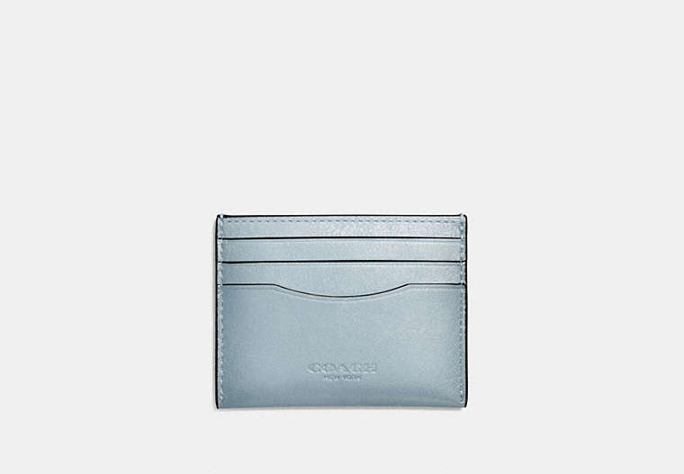 COACH®,CARD CASE,Smooth Leather,PALE BLUE,Front View
