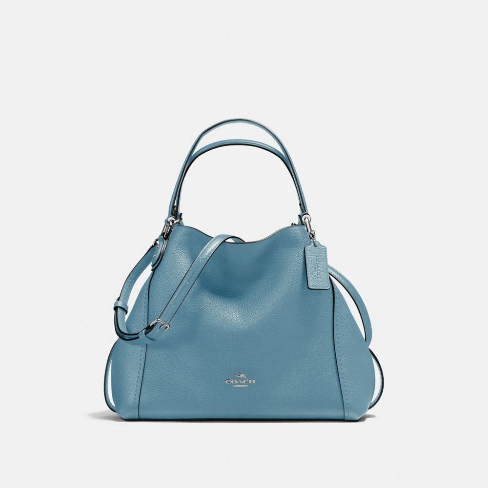COACH Edie Pebbled Leather Shoulder Bag in Green