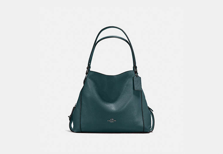 COACH®,EDIE SHOULDER BAG 31,Leather,Large,Gunmetal/Cypress,Front View