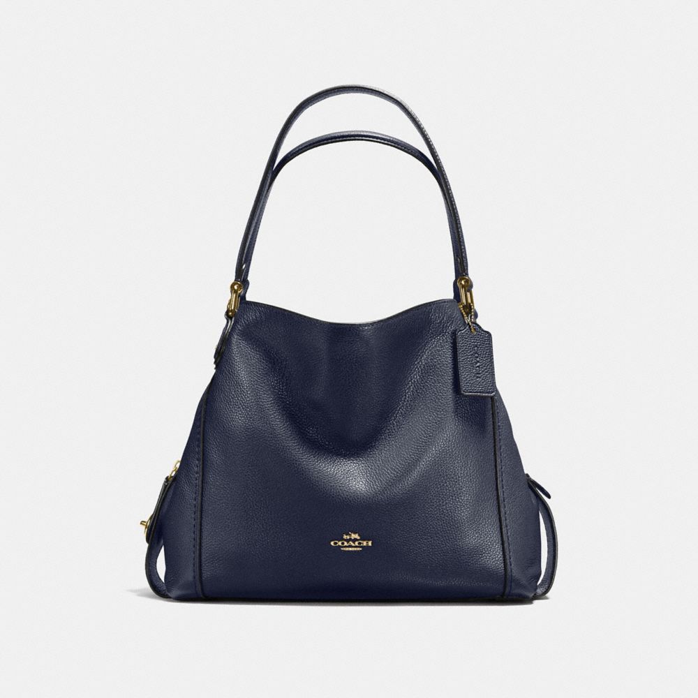 7万　正規直営購入 新品 COACH EDIE ショルダー付き レザーバッグ ネイビー 本革 COACH® GB | Edie Shoulder Bag 31