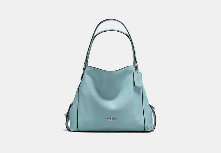 COACH®,EDIE SHOULDER BAG 31,Leather,Large,Silver/Cloud,Front View
