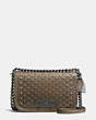 COACH®,COACH SWAGGER SHOULDER BAG IN PEBBLE LEATHER WITH OMBRE RIVETS,Leather,Mini,Dark Gunmetal/Fatigue,Front View