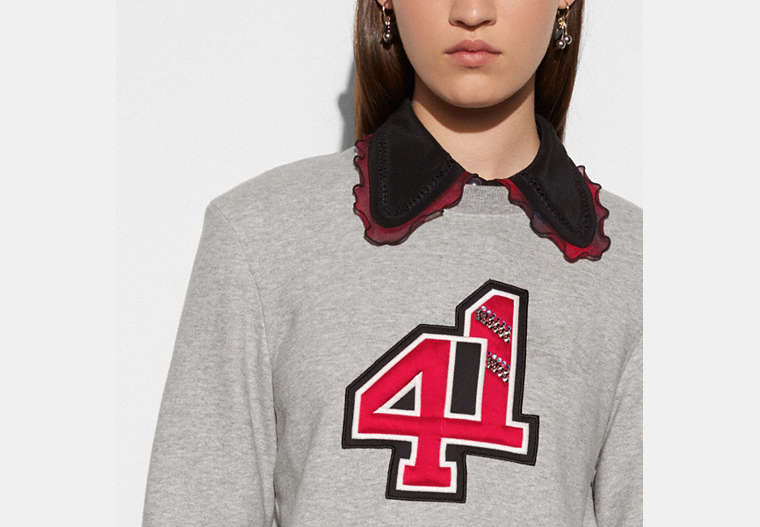 COACH®,EMBELLISHED 41 SWEATSHIRT,cotton,GREY,Front View