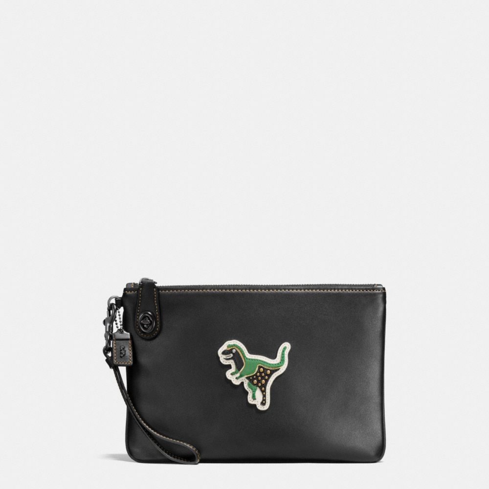 Varsity Patches Turnlock Wristlet 26 In Glovetanned Leather