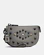 COACH®,POUCH WITH WESTERN RIVETS,Leather,Black Copper/Heather Grey,Front View
