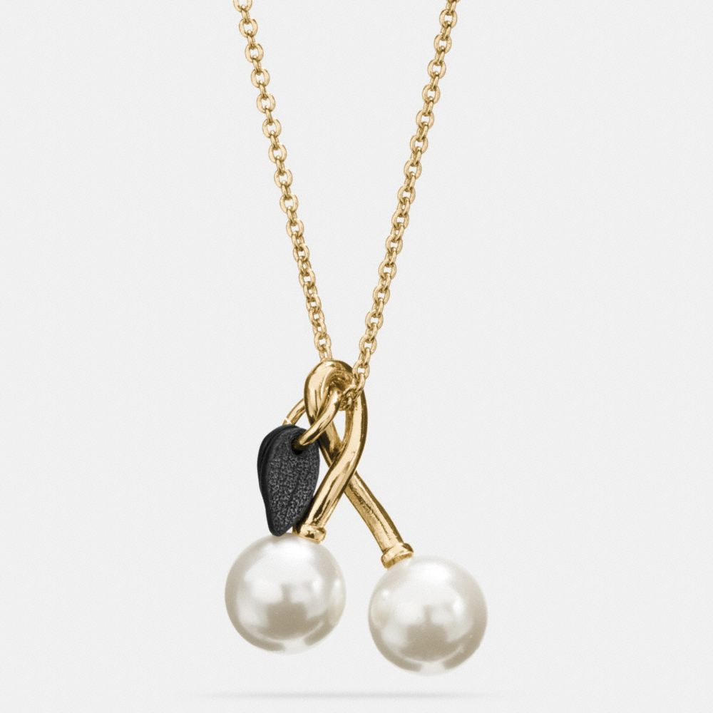 COACH®: Pearl Kisslock Cherry Necklace